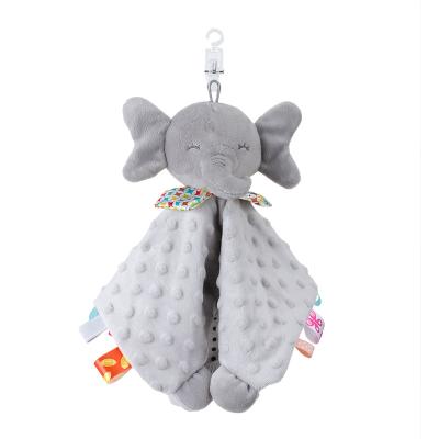 China Gray Rattle Cartoon Elephant Comforter Teether / Handkerchief Hanging With Doll Bed D143E for sale