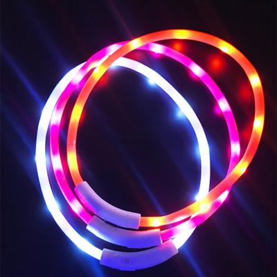 China USB Flash LED Pet Collar Viable Products Waterproof Silicon Rechargeable Led Pet Cat Dog Collars for sale