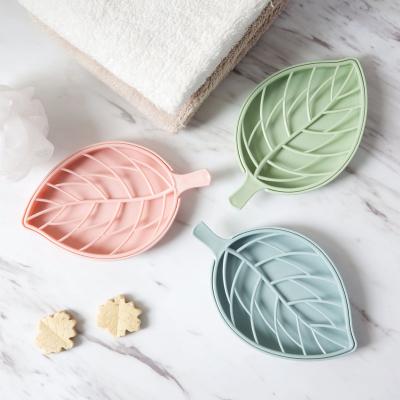 China Leaf Shape Soap Holder Tray Modern Non Slip Soap Box Toilet Shower Tray Non Draining Holder Bathroom Instruments Soap Dish for sale