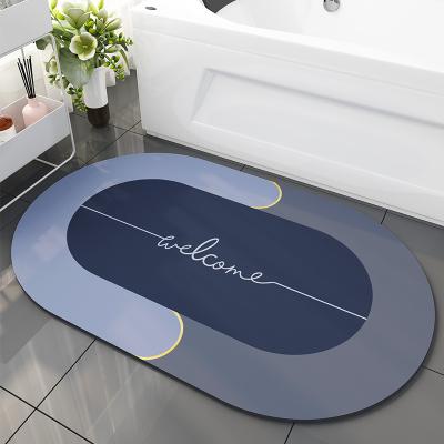 China 2021 viable new new technology high quality oval fabric quick-drying floor bath mat bathroom rug for sale