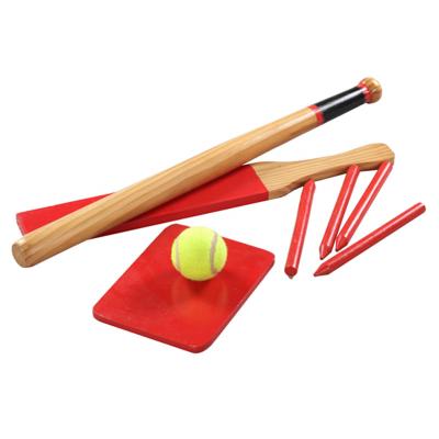 China Portable WOODEN baseball and cricket set baseball bat with tennis ball for garden games for sale