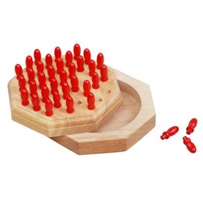 China Entertaiment Playing Game Wooden Solitaire with wooden pegs Classic Strategy Game Board game for indoor for sale