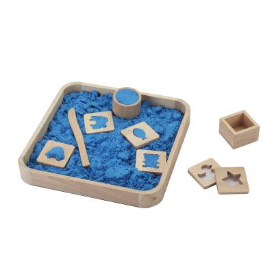 China Rubberwood Wooden Sand Tray Toy with 6 panterns Sand play set for sale