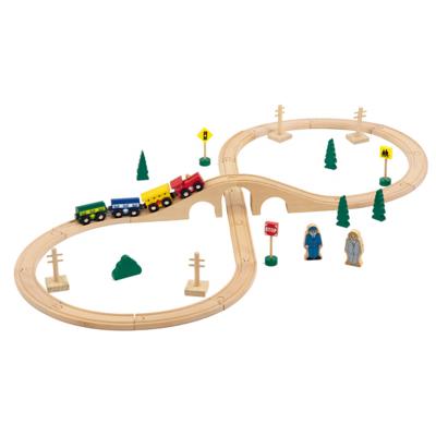 China Easy to build but endlessly exciting Wooden Railway Figure 8 Track Set wooden train set includes 35pcs for sale