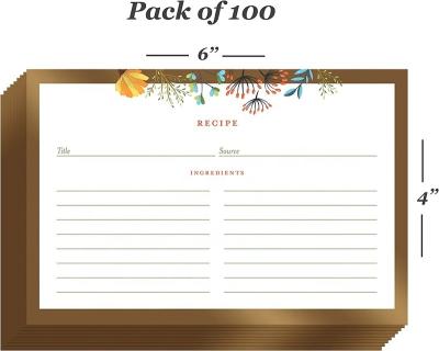 China Worldwise 100 Units Blank Thick Card Stock - 10x15 cm Double Side Notes - Minimal Floral Gold Border Decoration for Recipe Box for sale