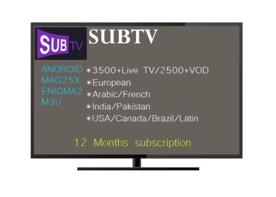 China Arabic IPTV Box Somali Channels 1 Year SUBTV for 4k IPTV Streaming Server for sale