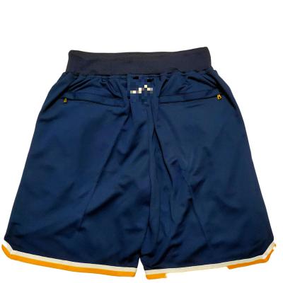 China Factory Wholesale Antibacterial Houston Vintage Baseball Team Shorts Embroidered Mesh Nets With Pockets Zippered Back Navy for sale