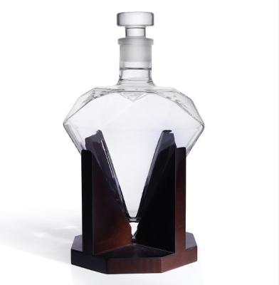 China Glass Bottle For Whiskey Designs Hot Style Diamond Wine Decanter Craft Modeling Wine Bottle Diamond Vodka Glass Decanter for sale