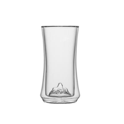 China High Borosilicate Glass Double-Layer Glass Mugs Sustainable Mountain Viewing Cup For Tea And Coffee for sale