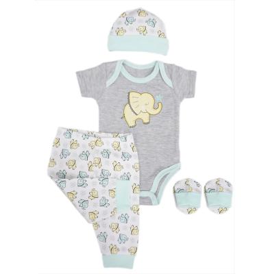 China 2022 Baby Boy Anti-Shrink Clothes Sets Summer Sets Babyshort Sleeve Jumpsuit Baby Pants Baby Hat And Socks Cotton for sale