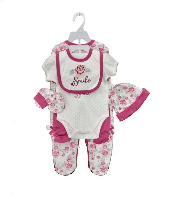 China Anti-Shrink Baby Clothing Sets Printed Cute Jumpsuit Girls' Sleeve Baby Clothing Sets for sale