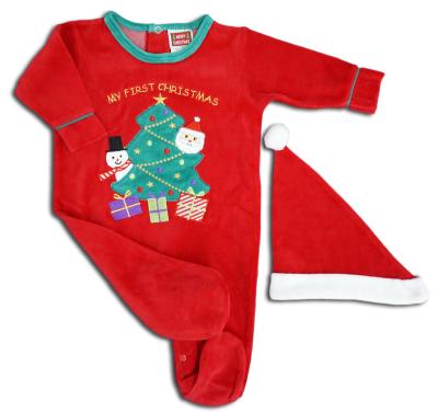 China Baby Anti-Shrink Rompers Winter Set Christmas Long Sleeve Romper With Baby Socks And Hat for sale