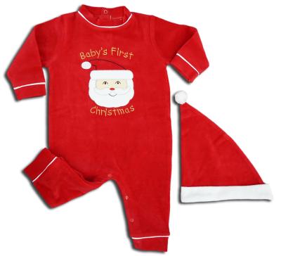 China High Quality Anti Shrink Kids Clothes Set Christmas Clothes Set Baby Hat And Long Sleeve Overalls 2 Piece Set for sale