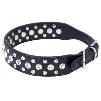 China Viable Hot Selling Luxury Crystal Dog Collar Diamond Leather Pet Luxury Crystal Collar for sale