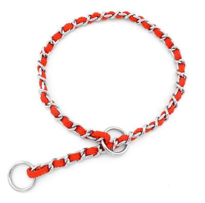 China Wholesale Chain Stocked Metal Braided Slip Dog Choke Collar For Dog Training for sale