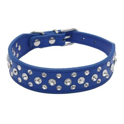 China Viable Crystal Cute Multi Colors Leather Bling Handmade Dog Collar with Rhinestone for sale