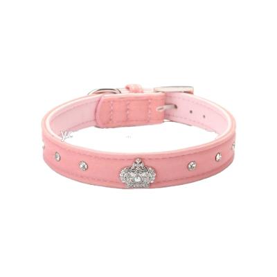 China Viable Wholesale Custom Made Custom Rhinestone Crystal Flocking Pet Dog Collar China Manufacturer for sale