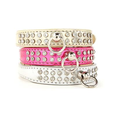 China Personalized Bling PU Leather Dog Collar and Leash JEWELED Crystal for sale