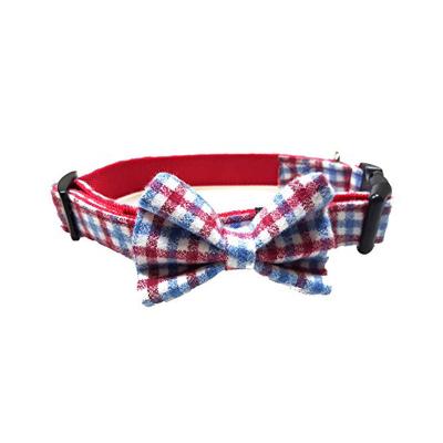 China Funny Cheap Viable Plaid Bow Tie Adjustable Dog Collar for sale