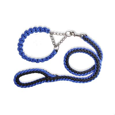 China Durable Martingale Collar Braided Nylon Choke Collars Wholesale Dog Chain Rope Dog Leash for sale