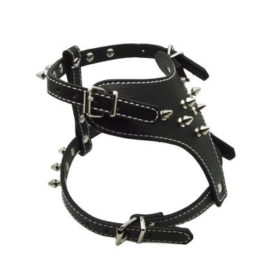 China New Style Sustainable Pet Leather Sharp Dog Harness For Pit Bulls for sale