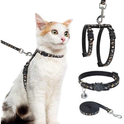 China Reflective Running Escape Make Adjustable H-Shaped Glow In The Dark Resistant Cat Collar Harness And Leash Set for sale