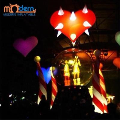 China Party Giant Inflatable Red Spiky Heart Balloon With White Spikes for sale