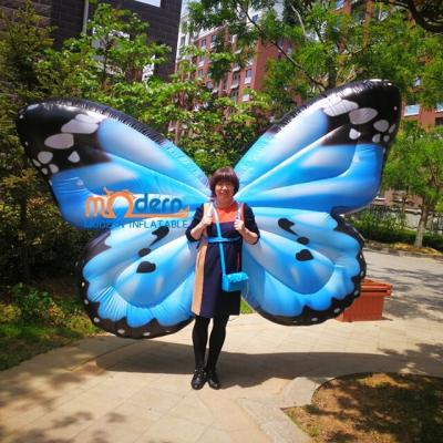 China Party Christmas Parade Giant Inflatable Blue Butterfly Costume For Stage Performance Show for sale