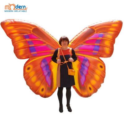 China Party Club Party Decorative Inflatable Butterfly Mascot Flying Inflatable White Costume Hanging With LED Lights For Event for sale