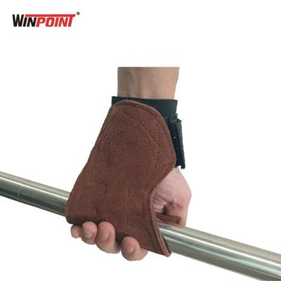 China WINPOINT Brown Nubuck Weightlifting Grip Strap Unisex Hot Selling Leather Pads For Weightlifting Training for sale