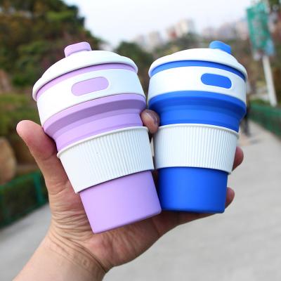 China High Quality Reusable Collapsible Collapsible Water Bottle Travel Folding Silicone Tumbler Stored Cups With Lid And Straw for sale