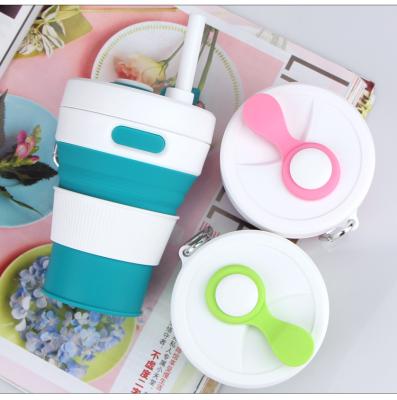 China Stocked Hot Sale Folding Tumbler Foldable Silicone Sport Water Bottle Leak Proof Cup for sale