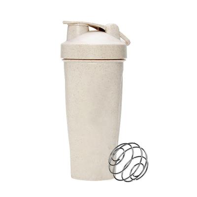 China Viable Fitness Custom Protein Gym Logo Biodegradable Wheat Straw Plastic Logo Biodegradable Wheat Straw Shaker Water Bottle for sale