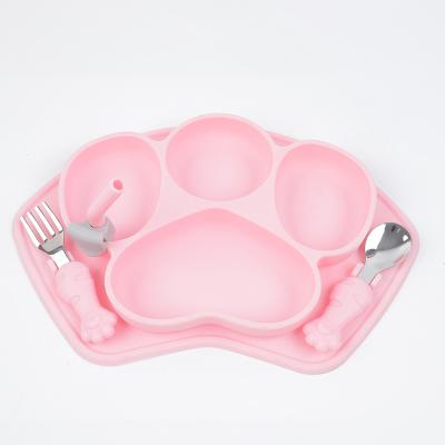 China Minimalist Wholesale Baby Feeding Round Shaped Silicone Dinner Plate With Suction Cup for sale