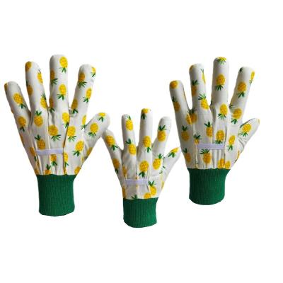 China Parent-Child DeGarden Gloves Anti-Slip Canvas with PVC Dots Floral Yard Safety Work Gloves for sale