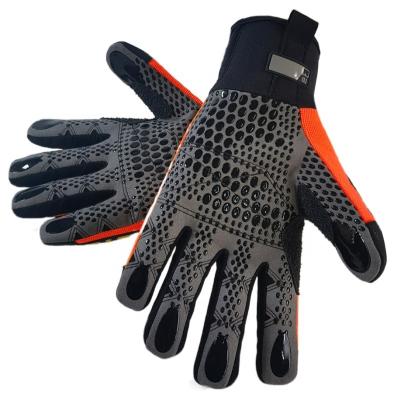 China Anti-smash Microfiber Leather Gloves Silicone Grip TPR Heavy Duty Protective Gloves Neoprene Medium Cuff for sale