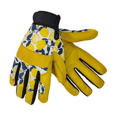 China Anti-Slip Leather Working Gloves , Safety Driving Construction Style Cowhide Color Simple Yellow Light Weight Gardening Material for sale