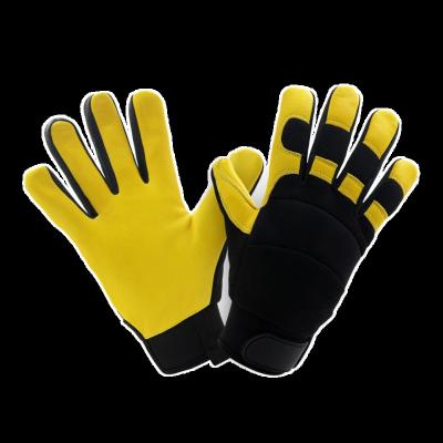 China Breathable Anti-impact Cowhide Work Gloves Yellow Anti-slip Safety Service Gloves Work Gloves For Driving Gardening for sale