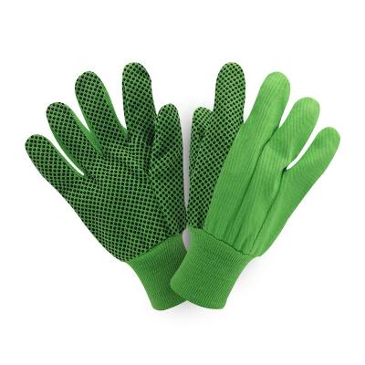 China Durable 12 Ounce Green Canvas with PVC Dots Safety Gloves for Men's Size XL Working Gardening Driving Mechanic for sale