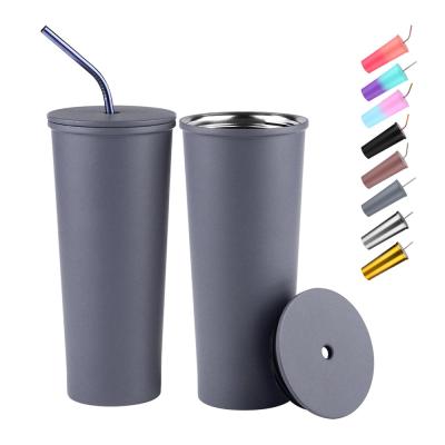 China Custom Logo Coffee Vacuum Tumbler Bottle Mugs With Straw for sale