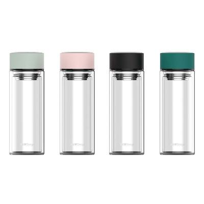 China IFUN Colorful Double Wall Tea Infuser Flask Tea Filter Glass Bottle 300ml for sale