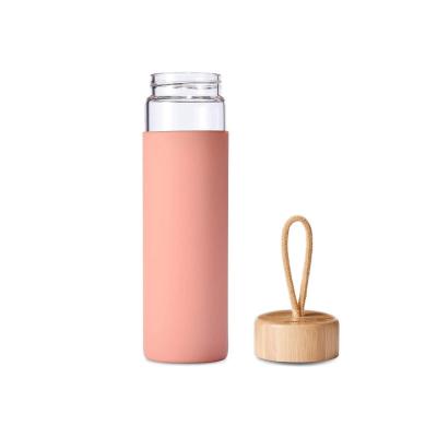 China 400ml High Borosilicate Glass Tea Bottles Flask With Protective Sleeve for sale