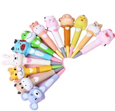 China Kawaii Trigger Pens Decompression Gel Ink Squishy Animals Stationary Pens Decompression Trigger Sponge Pens Set For Students for sale