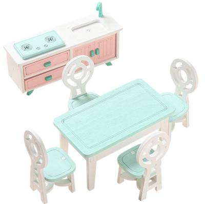 China Pretend Play Set 2022 New Pretend Play Doll House Furniture Mini House Furniture Wooden Kitchen Toy For Girls Toy Pretend Play School Dollhouse for sale