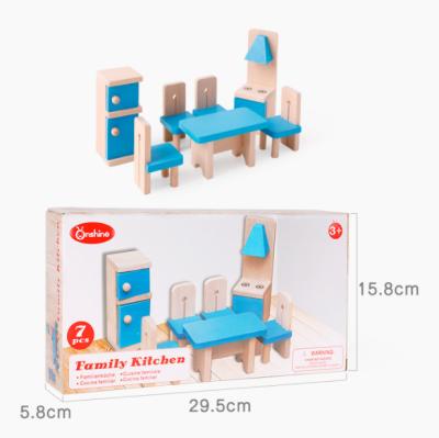 China Play Pretend Play FW28 Doll Room Furniture Colorful Wooden Wood Miniature Doll Room Living Room Bedroom Kitchen Toys Doll Room Toy For Kids OEM for sale