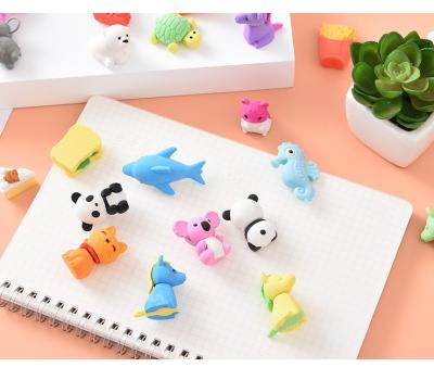 China Cute Cartoon Eraser Art Color Candy Fancy Fruits Food Ice Cream Erasers Wholesale Kids Cartoon Character Figure Erasers For Kids for sale