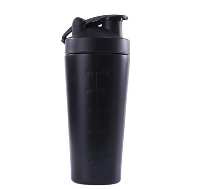 China Custom Viable Shaker Bottle 26oz Metal Logo Single Wall Black Gym Double Wall Stainless Steel Water Bottle Protein Insulated Mixing Cup for sale