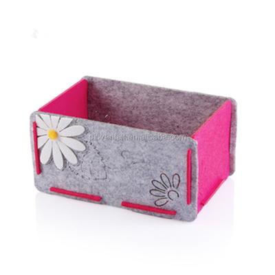 China Sustainable Felt Tissue Box For Desk And Multifunctional Felt Cosmetics Storage Basket for sale