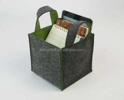 China Sustainable Felt Household Storage Container Basket Bin Felt Bag Organizer for sale