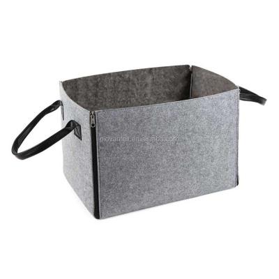 China Sustainable New Style Felt Convenient Foldable Storage Basket Basket With Zippers for sale